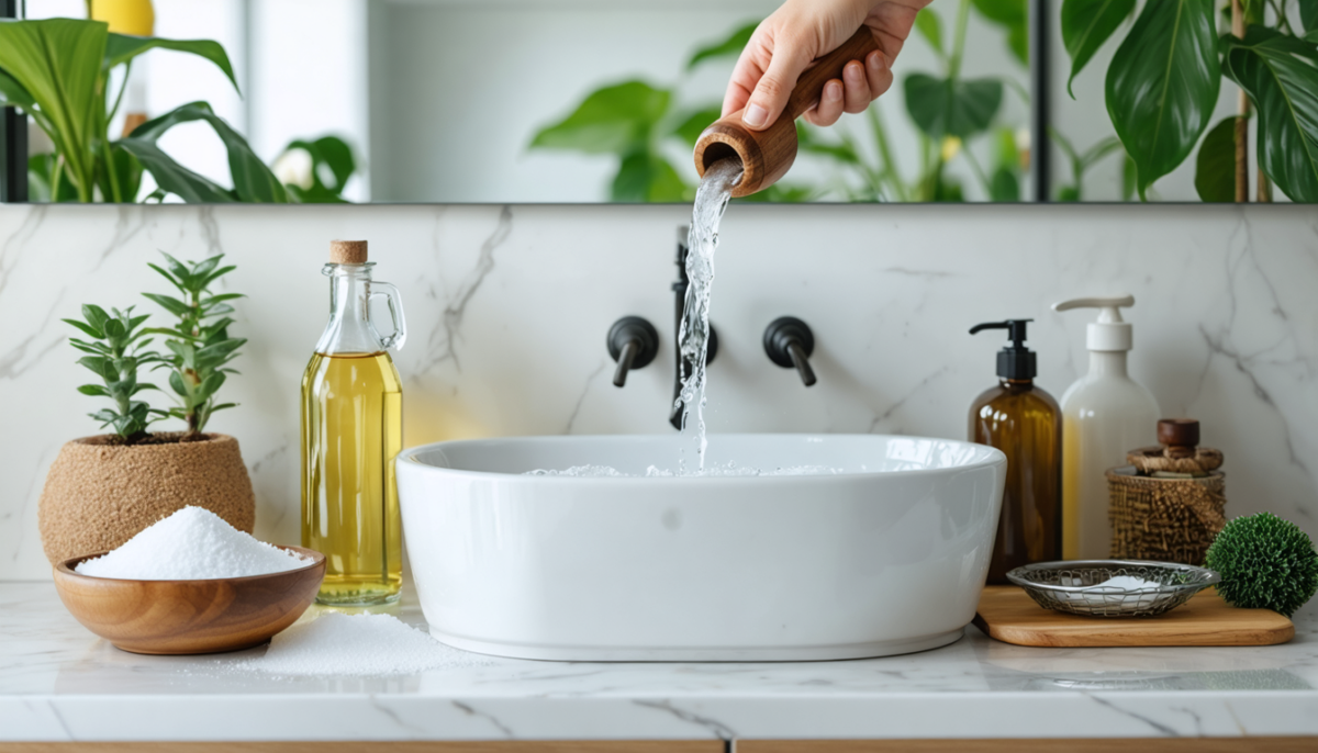 découvrez cinq astuces écologiques pour déboucher efficacement votre évier de salle de bain, en utilisant des méthodes naturelles et respectueuses de l'environnement.