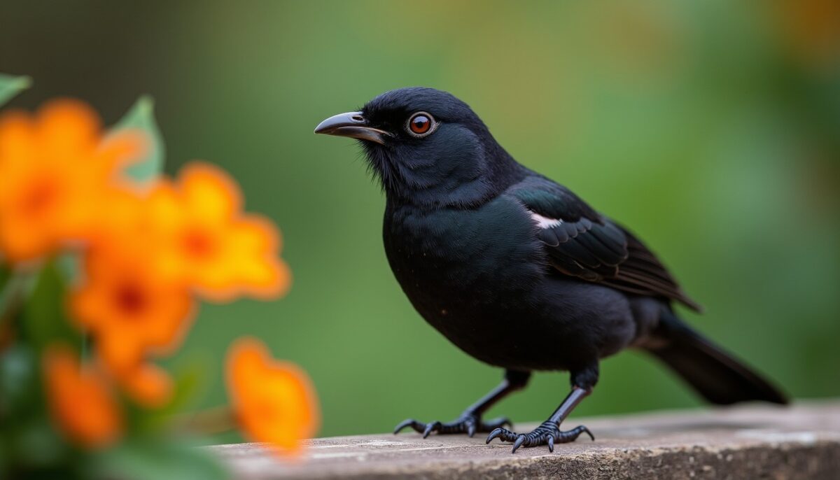 Que symbolise un oiseau noir au bec orange aperçu dans votre jardin ?